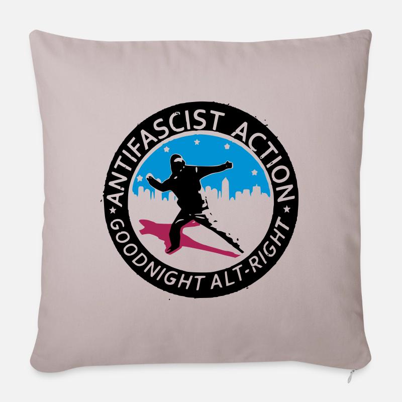 Action Antifasciste - Good Night Alt-Right - Housse de coussin décorative 45 x 45 cm - taupe clair