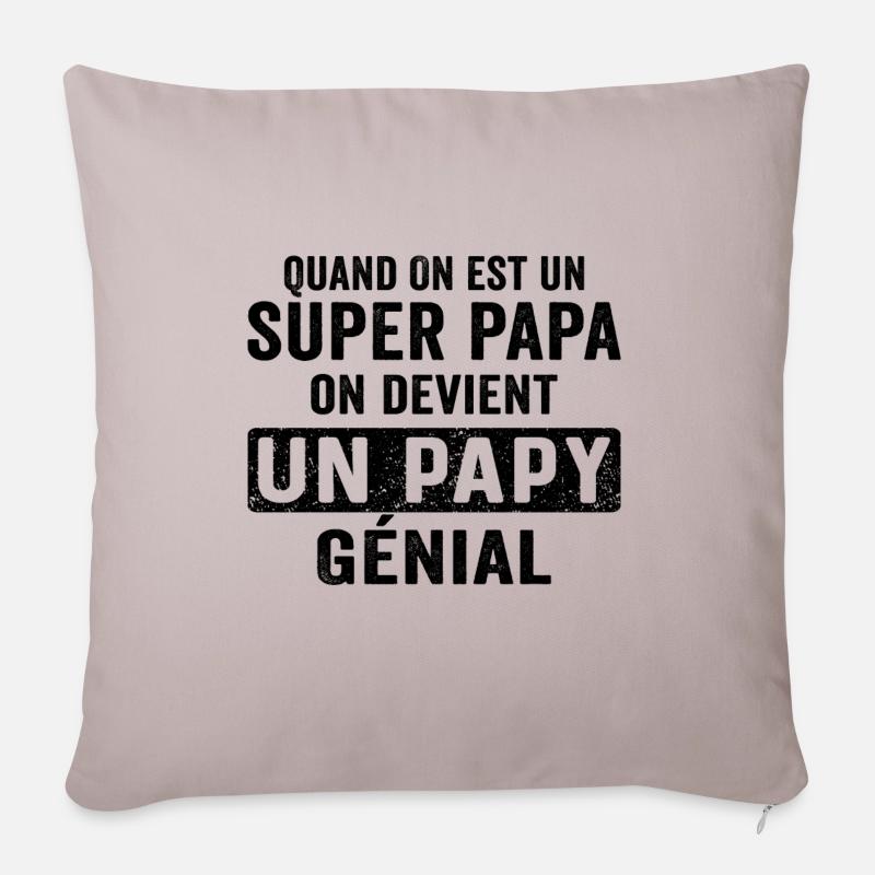 devient un papy cadeau grand-père - Housse de coussin décorative 45 x 45 cm - taupe clair