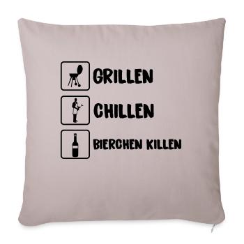 grillen chillen bierchen killen 01 - Sofakissenbezug 45 x 45 cm - helles Taupe - Vorne