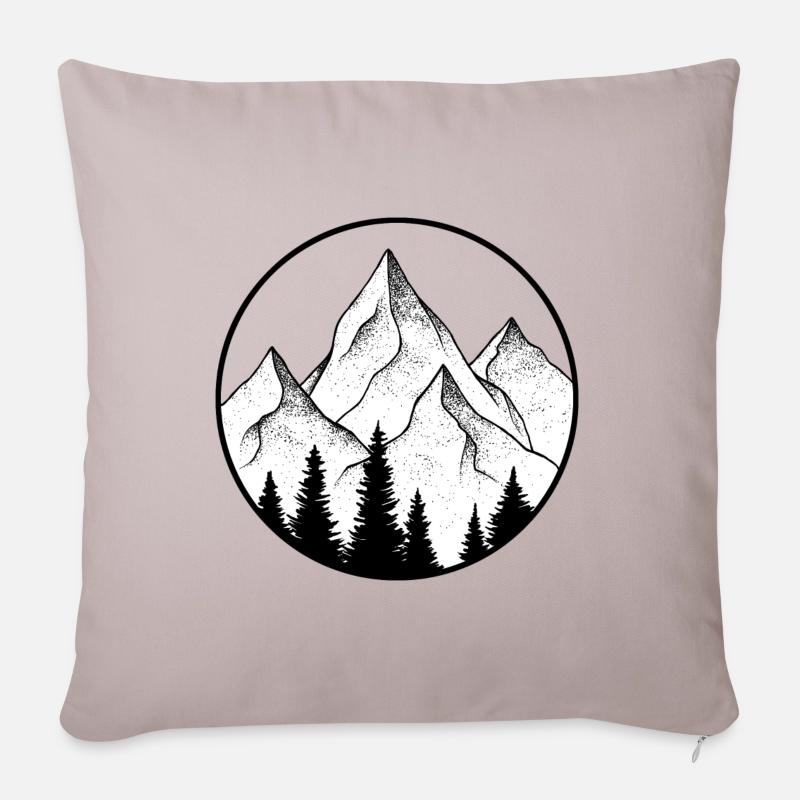mountain design, round logo - Sofa pillowcase 17,3'' x 17,3'' (45 x 45 cm) - light taupe