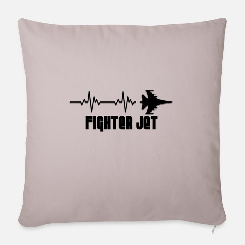 Avion de chasse heartbeat - Housse de coussin décorative 45 x 45 cm - taupe clair