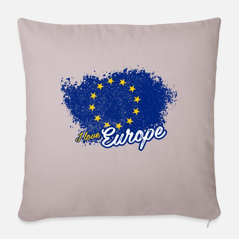Ich liebe Europa - Sofakissenbezug 45 x 45 cm - helles Taupe