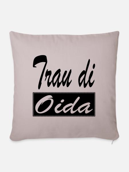 Trau di Oida Dialekt Wien Österreich schwarz - Sofakissenbezug 45 x 45 cm - helles Taupe