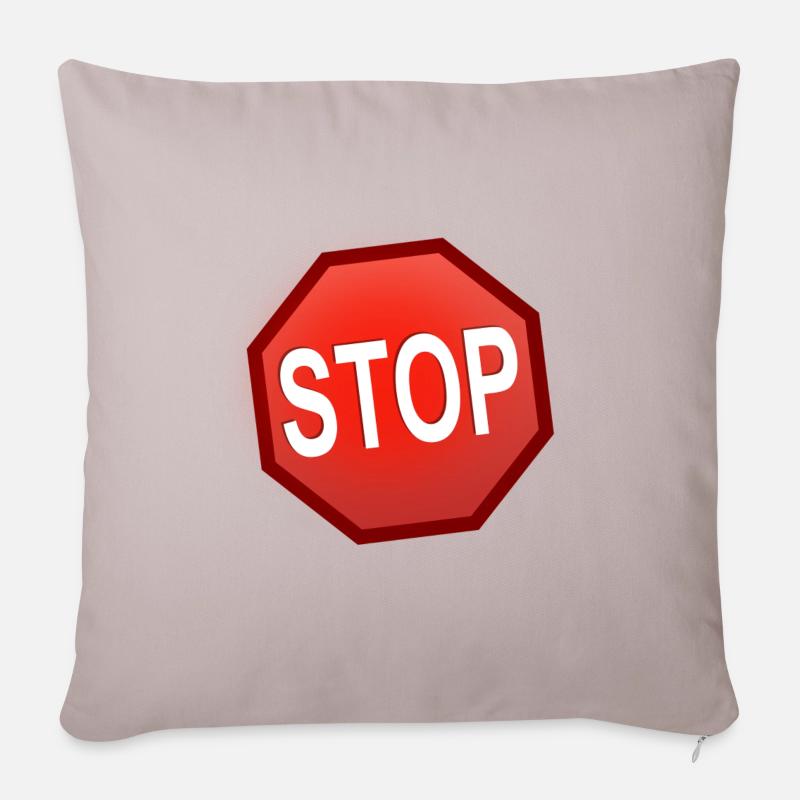Stop Schild - Sofakissenbezug 45 x 45 cm - helles Taupe