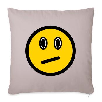 Neutrales Emoticon - Bildsymbol - Strichgesicht - Sofakissenbezug 45 x 45 cm - helles Taupe - Vorne