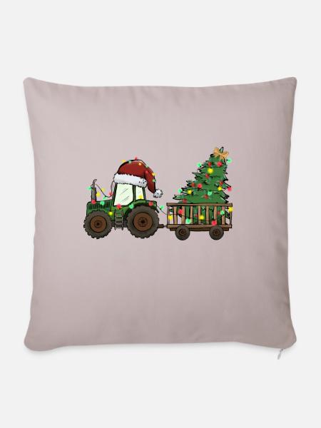 Trekker Weihnachtbaum Landwirt Geschenk - Sofakissenbezug 45 x 45 cm - helles Taupe