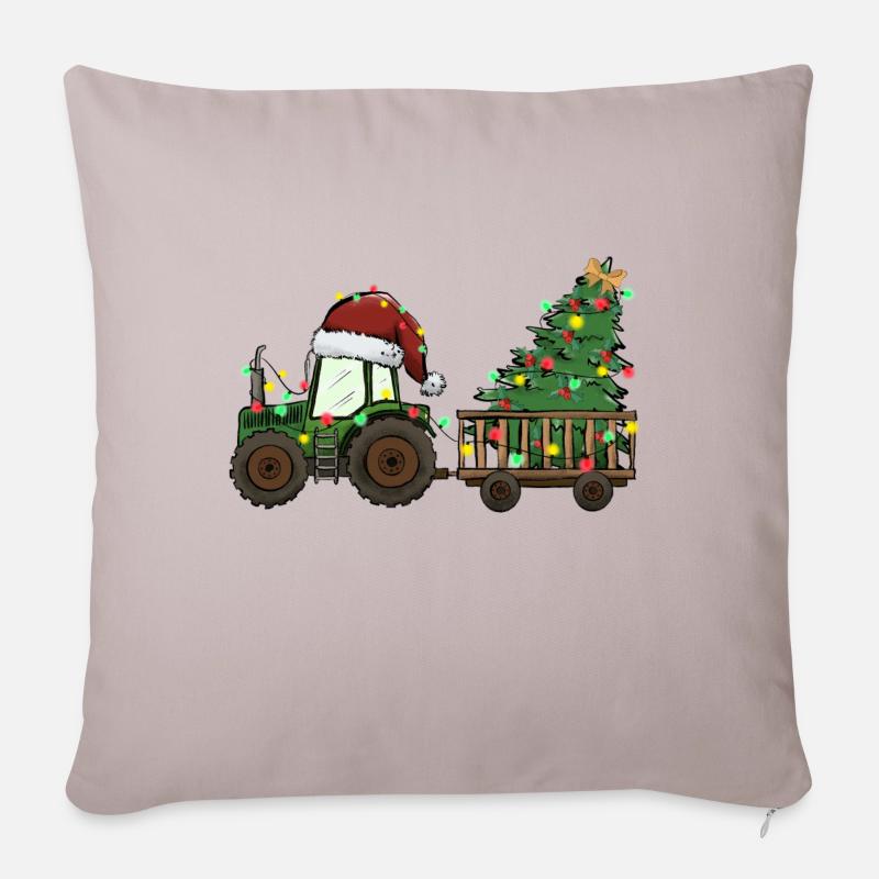 Trekker Weihnachtbaum Landwirt Geschenk - Sofakissenbezug 45 x 45 cm - helles Taupe
