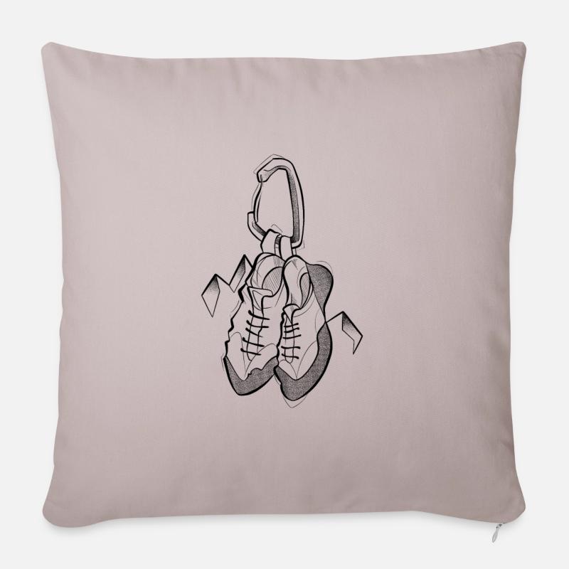 Mousqueton et chaussons d'escalade dotwork sketch - Housse de coussin décorative 45 x 45 cm - taupe clair