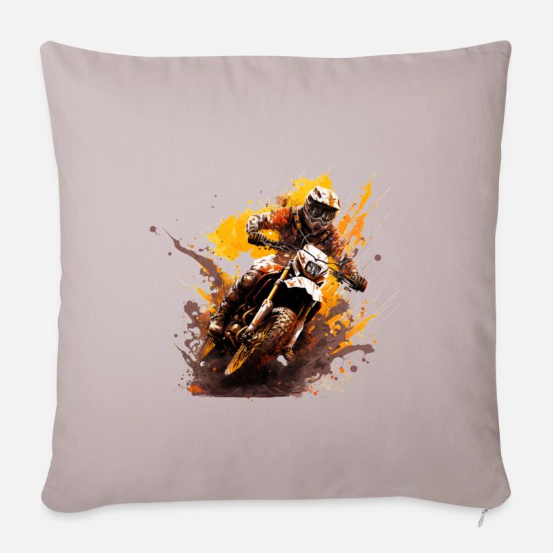 Pilotes de motocross : aucun trail n’est trop difficile - Housse de coussin décorative 45 x 45 cm - taupe clair