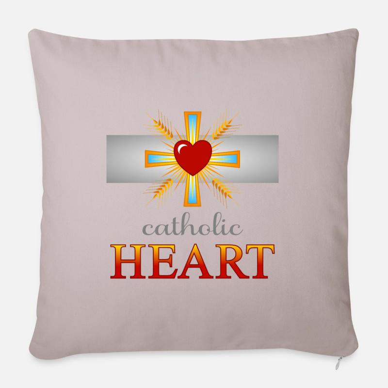 Catholic Heart - Sofa pillowcase 17,3'' x 17,3'' (45 x 45 cm) - light taupe