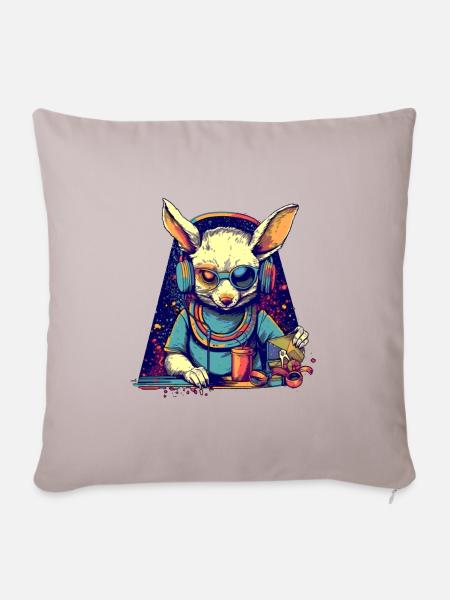 Cooler Hase als DJ mit kaputter Sonnenbrille - Sofakissenbezug 45 x 45 cm - helles Taupe