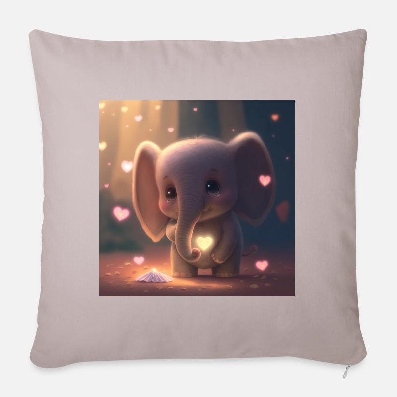 bébé éléphant - Housse de coussin décorative 45 x 45 cm - taupe clair