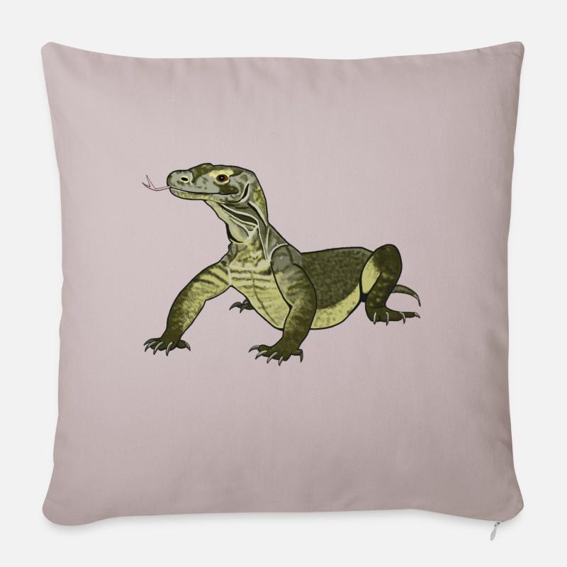 Dragon de Komodo Varanus komodoensis Lézard géant - Housse de coussin décorative 45 x 45 cm - taupe clair
