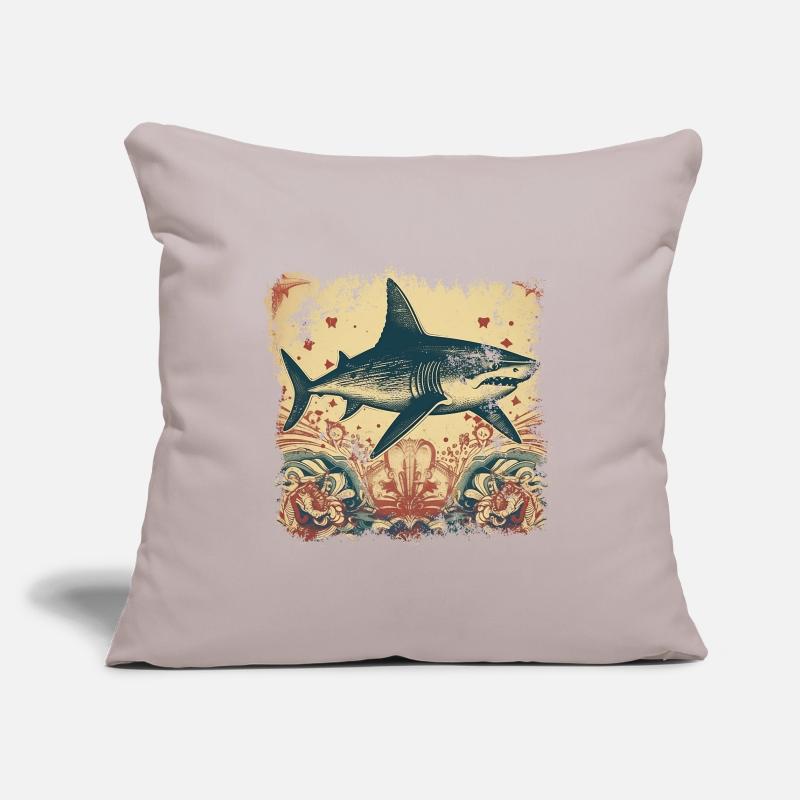 Cool retro shark with 50s patterns Sofa pillowcase 17,3'' x 17,3'' (45 x 45 cm)