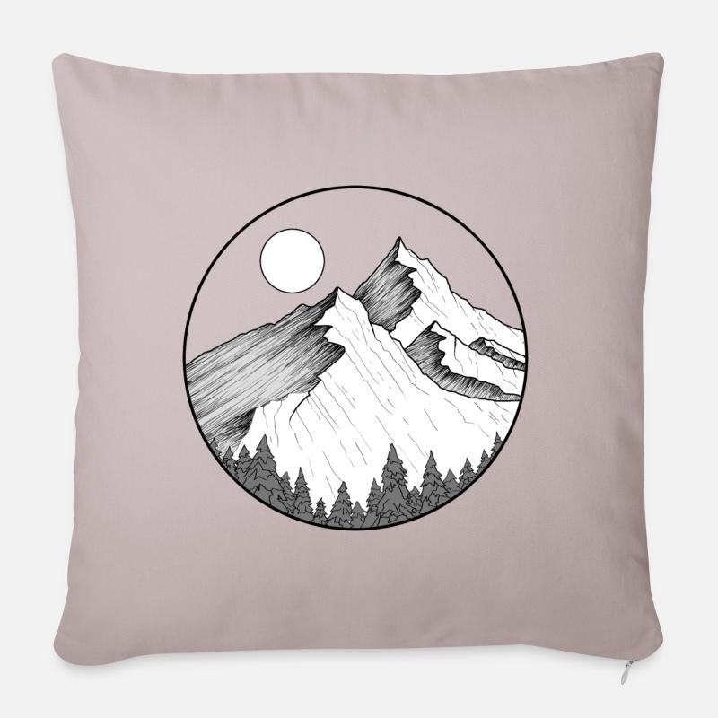 logo rond montagne - Housse de coussin décorative 45 x 45 cm - taupe clair