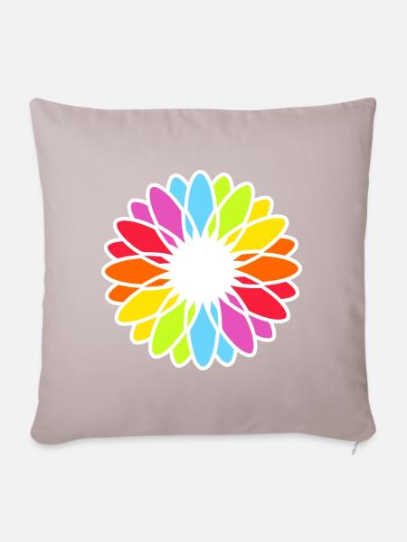 Regenbogen Blüte Mandala - Sofakissenbezug 45 x 45 cm - helles Taupe