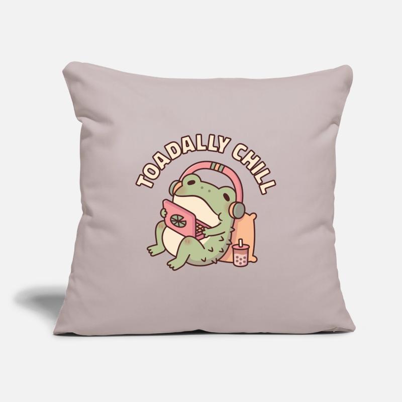 Crapaud mignon relaxant avec ordinateur portable Toadally Chill Housse de coussin décorative 45 x 45 cm