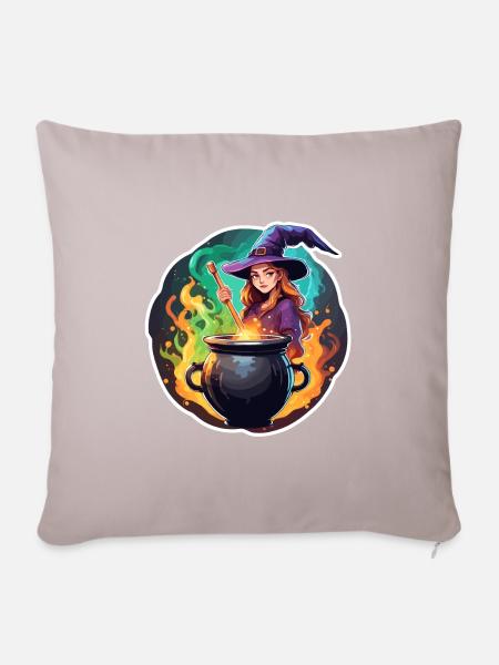 Hexe / Magie / Hexenritual / Märchen / Zauber - Sofakissenbezug 45 x 45 cm - helles Taupe