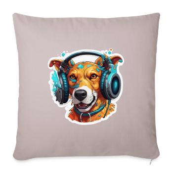 Headphones / Audio / Music / Animal / Dog / Cool - Sofa pillowcase 17,3'' x 17,3'' (45 x 45 cm) - light taupe - Front