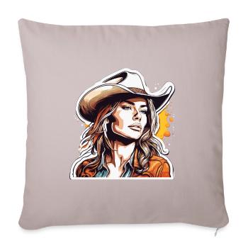 Cow Girl / Far West / Désert / Lasso / Rodéo - Housse de coussin décorative 45 x 45 cm - taupe clair - Devant