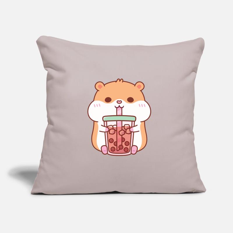 Cute Chubby Hamster Drinking Bubble Tea Sofa pillowcase 17,3'' x 17,3'' (45 x 45 cm)