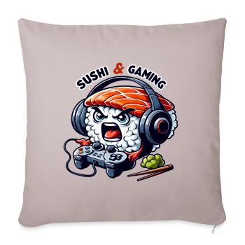 Sushi playing video games - Sofa pillowcase 17,3'' x 17,3'' (45 x 45 cm) - light taupe - Front