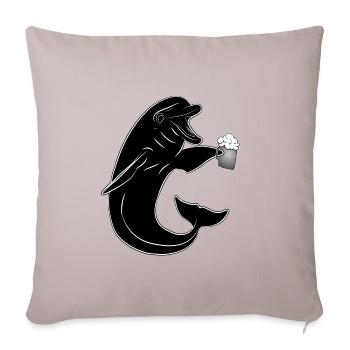 Party Dolphin with Beer on the Beach - Festival in October - Sofa pillowcase 17,3'' x 17,3'' (45 x 45 cm) - light taupe - Front
