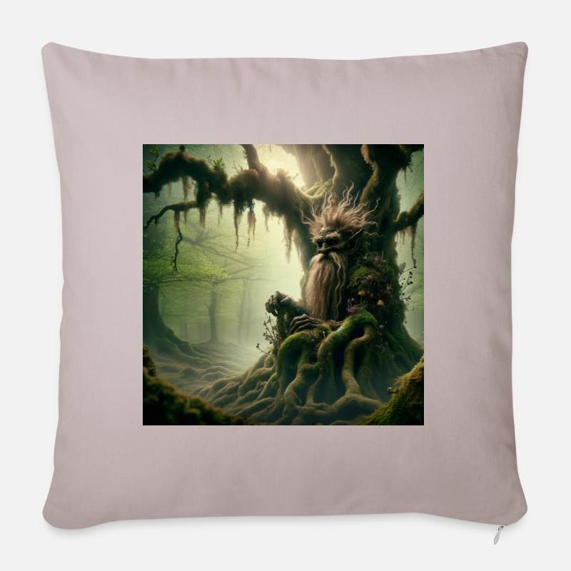 Troll im Baum - Sofakissenbezug 45 x 45 cm - helles Taupe