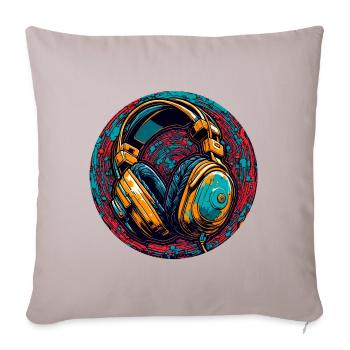 Headphones / Audio / Music / Sound / Cool - Sofa pillowcase 17,3'' x 17,3'' (45 x 45 cm) - light taupe - Front