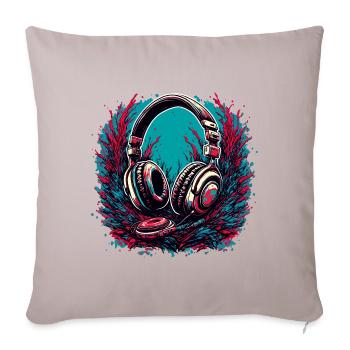 Headphones / Audio / Music / Sound / Cool - Sofa pillowcase 17,3'' x 17,3'' (45 x 45 cm) - light taupe - Front