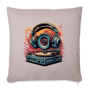 Headphones / Audio / Music / Sound / Cool - Sofa pillowcase 17,3'' x 17,3'' (45 x 45 cm) - light taupe - Front