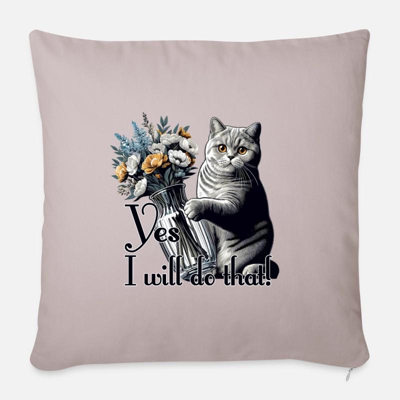BKH Britisch Kurzhaar Katze Vase umkippen Geschenk - Sofakissenbezug 45 x 45 cm - helles Taupe