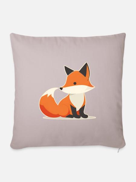 Niedliches Fuchs Logo, Fuchs Zeichnung - Sofakissenbezug 45 x 45 cm - helles Taupe