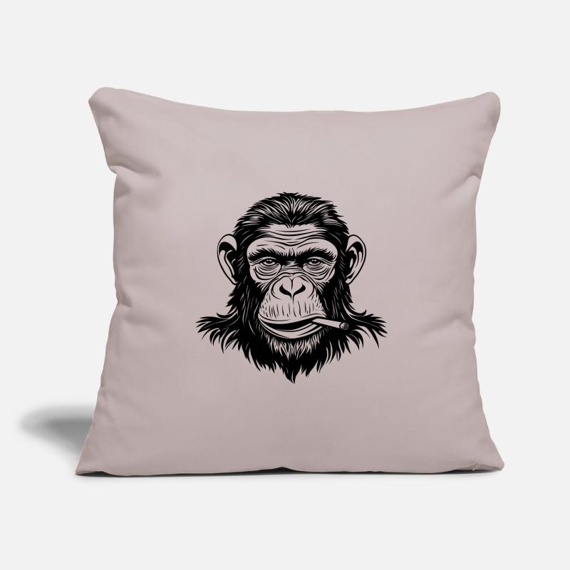 Cool Monkey with Cigar – Black and White Vector Monkey Sofa pillowcase 17,3'' x 17,3'' (45 x 45 cm)