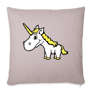 Licorne rose mignon mignon sympathique cheval de dessin animé - Housse de coussin décorative 45 x 45 cm - taupe clair - Devant