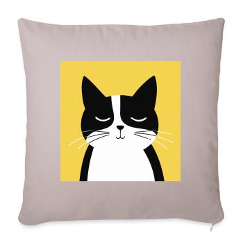 Minimalist Black and White Cat - Sofa pillowcase 17,3'' x 17,3'' (45 x 45 cm) - light taupe - Front