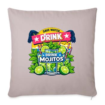 Sauvez l'eau, buvez Mojitos - Housse de coussin décorative 45 x 45 cm - taupe clair - Devant