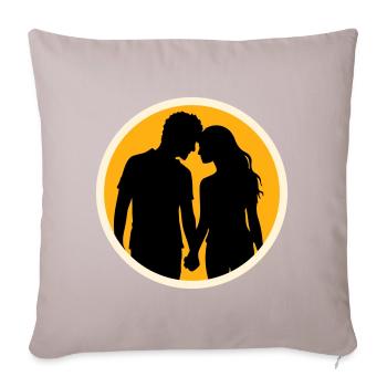 Couple Silhouette Amour Romance Petit ami de la Saint-Valentin - Housse de coussin décorative 45 x 45 cm - taupe clair - Devant