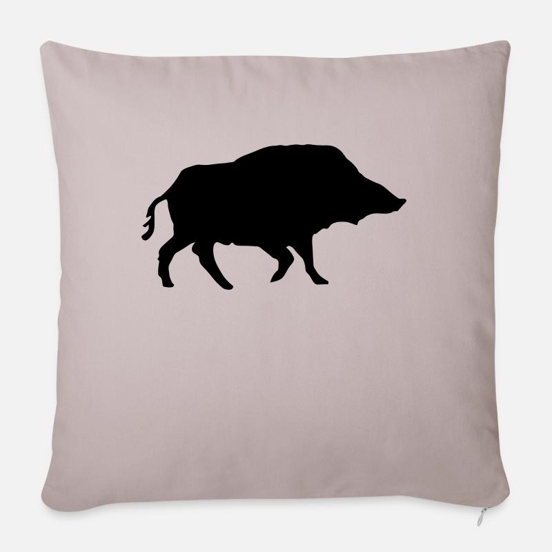 Wildschwein - Sofakissenbezug 45 x 45 cm - helles Taupe