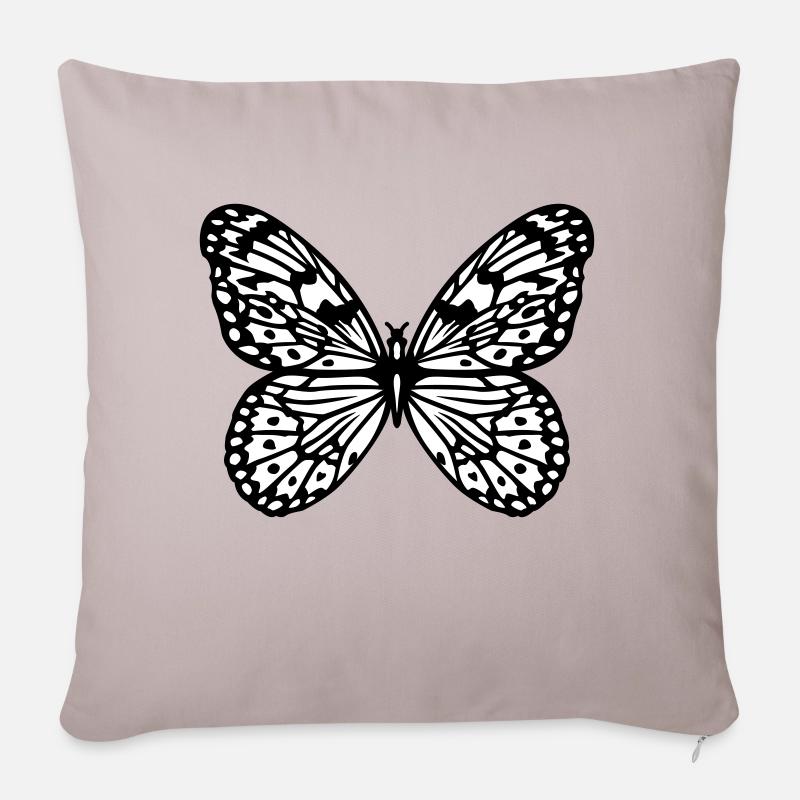 Schmetterling - Sofakissenbezug 45 x 45 cm - helles Taupe