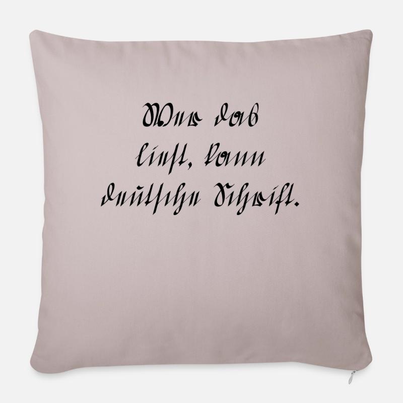 Deutsche Schrift - Sofakissenbezug 45 x 45 cm - helles Taupe