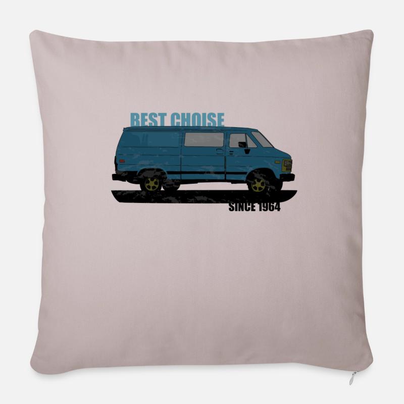Van Auto Camping - Housse de coussin décorative 45 x 45 cm - taupe clair