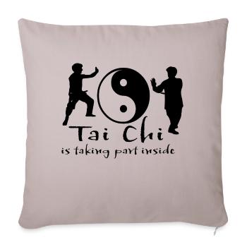 Tai Chi yin yang - Sofakissenbezug 45 x 45 cm - helles Taupe - Vorne