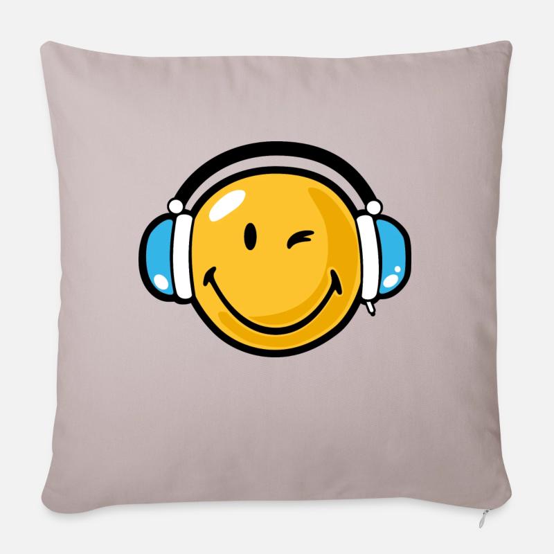 Smiley headphones - Housse de coussin décorative 45 x 45 cm - taupe clair