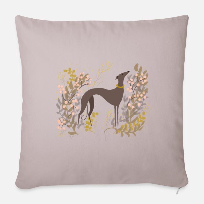 Lévriers à l’automne - Housse de coussin décorative 45 x 45 cm - taupe clair