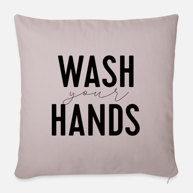 Wash Your Hands - Sofakissenbezug 45 x 45 cm - helles Taupe
