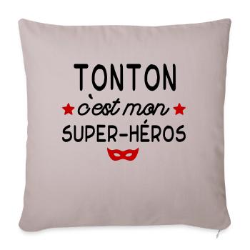 Tonton c est mon super héros - Housse de coussin décorative 45 x 45 cm - taupe clair - Devant