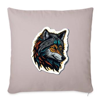 Peinture numérique d’une tête de loup - Housse de coussin décorative 45 x 45 cm - taupe clair - Devant