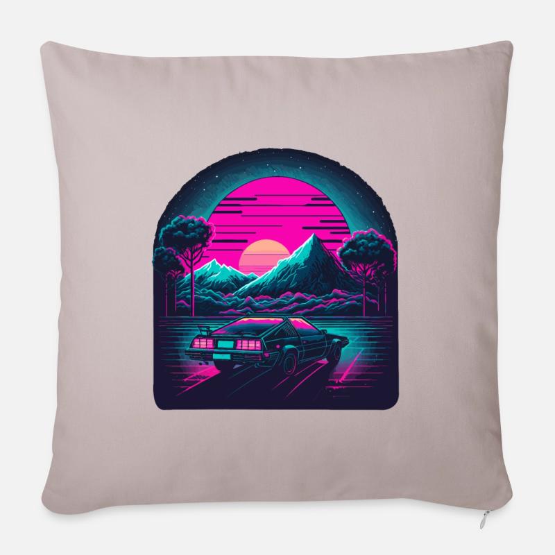 Retro Landschaft - Sofakissenbezug 45 x 45 cm - helles Taupe