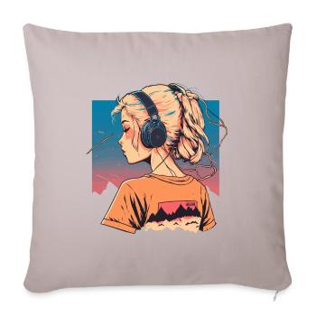 Vaporwave Anime Girl - Housse de coussin décorative 45 x 45 cm - taupe clair - Devant